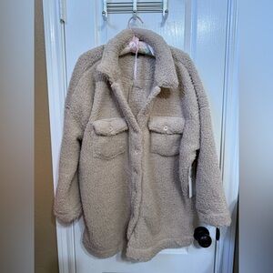 NWT Dictionary L Plush Beige Sherpa Jacket Top